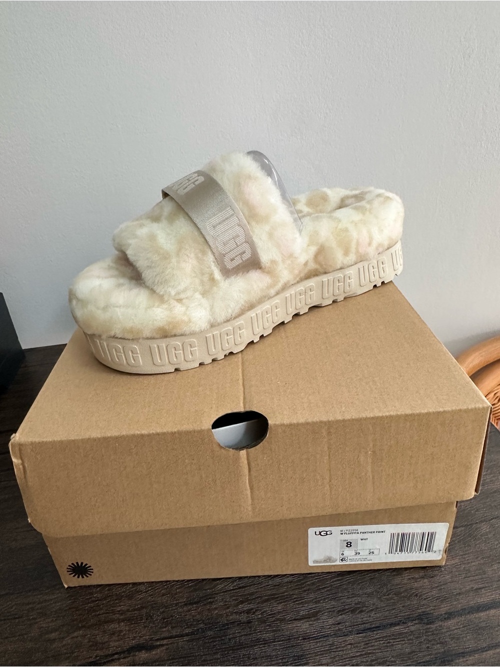 UGG Fluffita panther slide slippers NWT